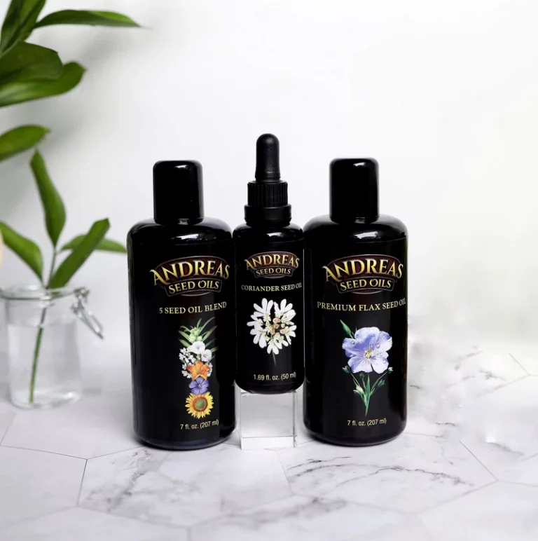 Andreas Signature Oil Collection, FLAX SEED, CORIANDER, AND FIVE SEED BLEND OIL.